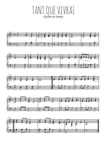 Téléchargez l'arrangement pour piano de la partition de Tant que vivrai en âge florissant en PDF